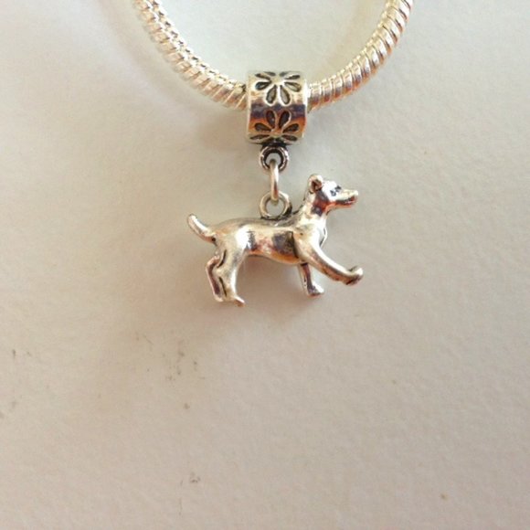 DOG Sterling Silver Plated Dangling Charm Bead For European Style Charm Bracelet - Picture 2 of 4